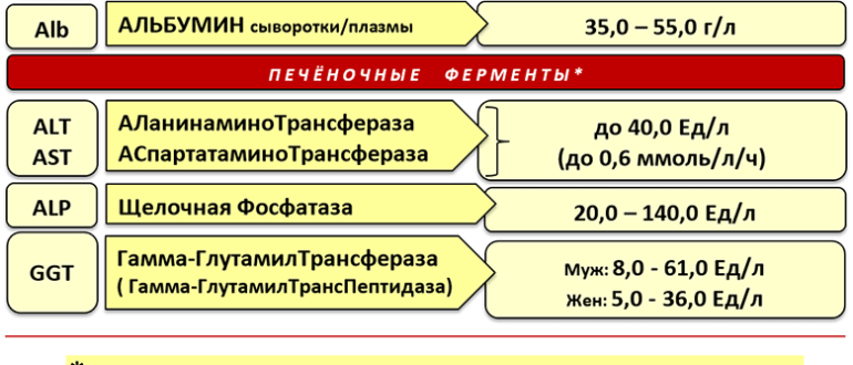 Печёночный показатели, анализы