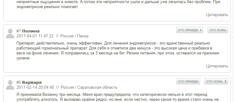 О последствиях после приема препарата Визанна